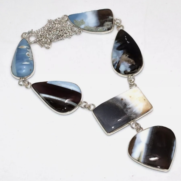Owhyee Blue Opal 925 Sterling Silver Handmade Necklace - Picture 1 of 5